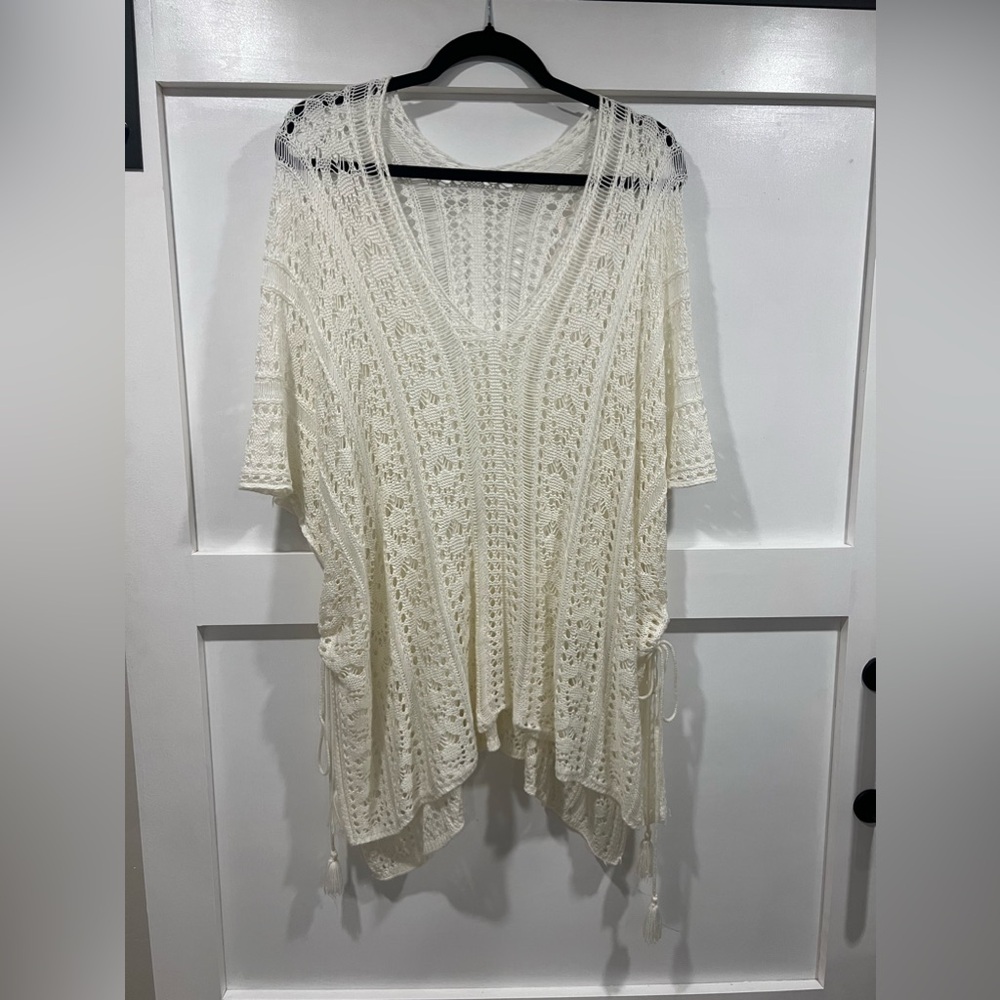Cream crochet cover up